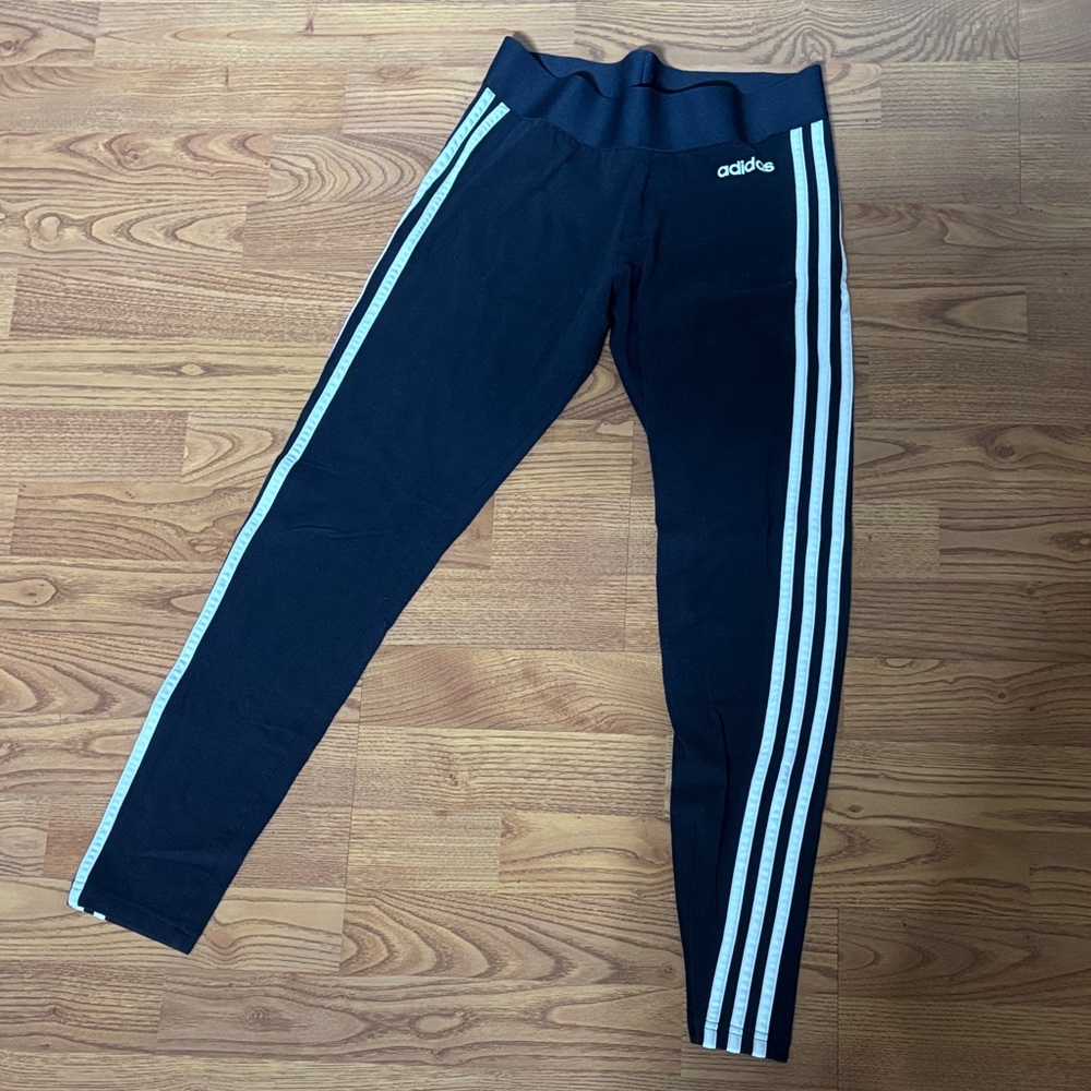Adidas Small Navy Leggings with White Stripes